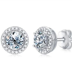 1 Carat Round Diamond Moissanite Sterling Silver Earrings